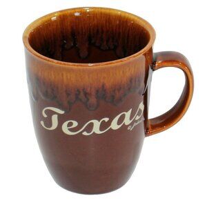 Coffee Cup Mug Texas‎ Drip Glaze Brown Jenkins 12oz